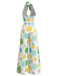 [Pre-Sale] Chartreuse 1950s Floral Halter V Neck Jumpsuit 4