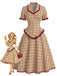 [Pre-Sale] 2PCS 1940s Plaid Lace Ruffled Hem Blouse & A-Line Skirt