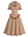 [Pre-Sale] 2PCS 1940s Plaid Lace Ruffled Hem Blouse & A-Line Skirt