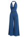 [Pre-Sale] Dark Cyan 1980s Lace V Neck Jumpsuit 3