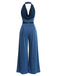 [Pre-Sale] Dark Cyan 1980s Lace V Neck Jumpsuit 4