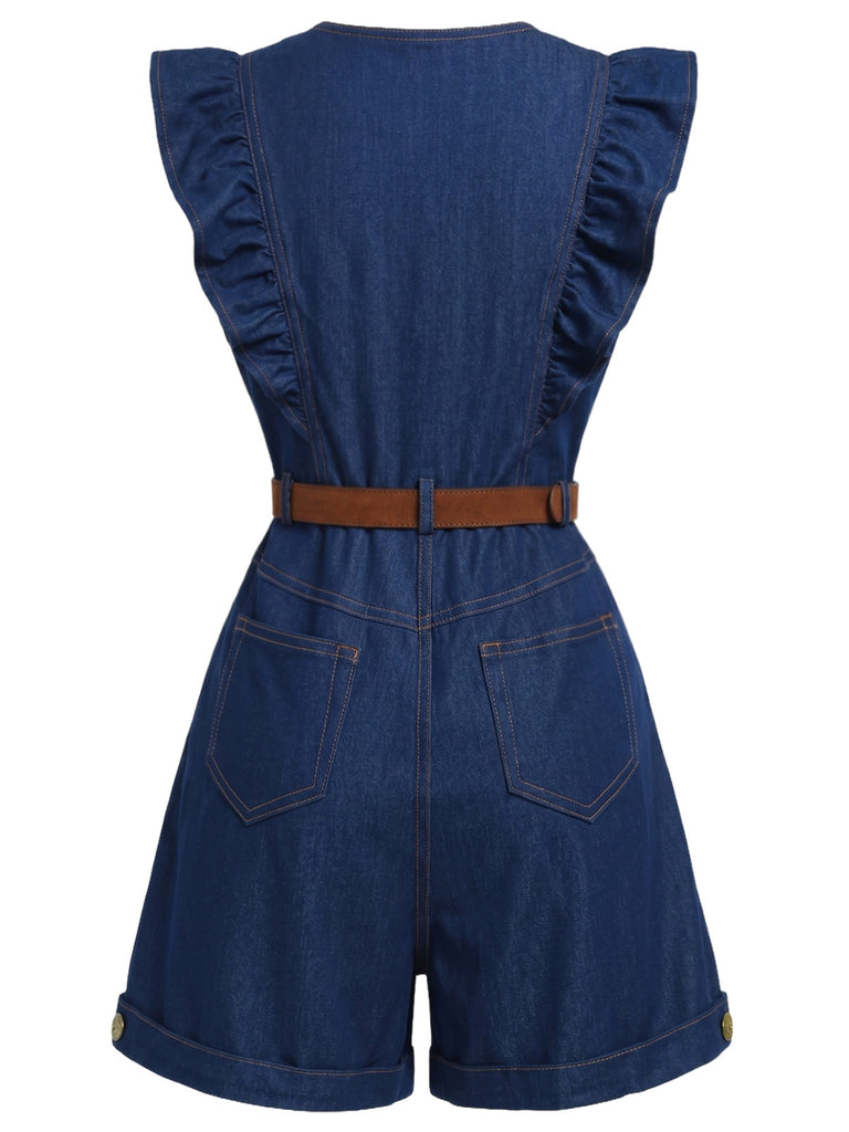 [Pre-Sale] Blue And Gray 1970s Vintage Retro Jumpsuit 5
