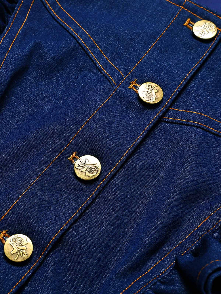[Pre-Sale] Blue And Gray 1970s Vintage Retro Jumpsuit 7
