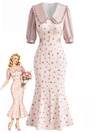[Pre-Sale] Light Blue 1930s Floral V Neck Dress