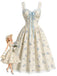 [Pre-Sale] Light Blue 1950s Polka Dot Floral Ruffle Dress