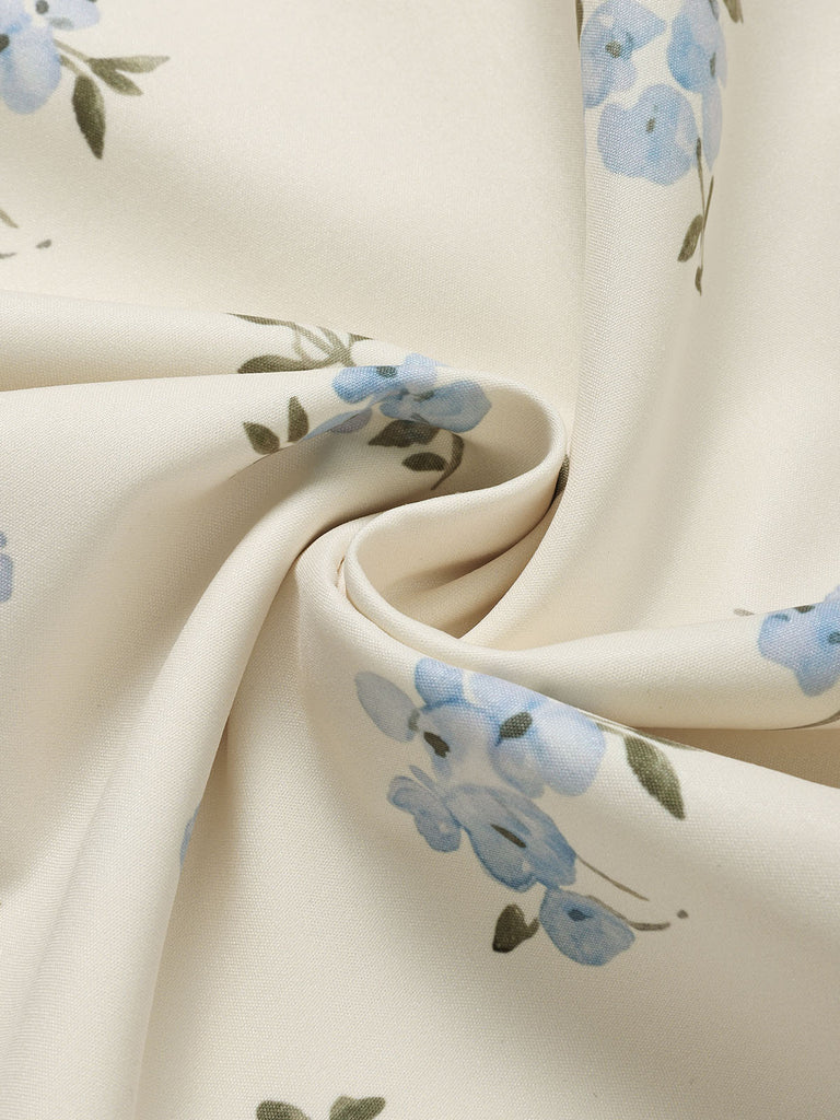 [Pre-Sale] Light Blue 1950s Polka Dot Floral Ruffle Dress 5