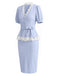 [Pre-Sale] Light Blue 1940s Lace V Neck Two Piece Set 3