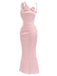 [Pre-Sale] Dark Pink 1930s Polka Dot Floral Dress 4