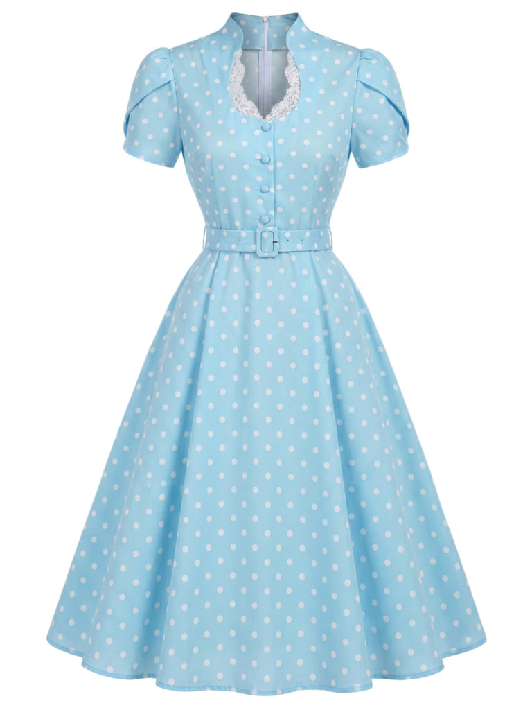 [Pre-Sale] Black 1950s Polka Dot Lace Dress 2