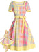 [Pre-Sale] Light Yellow 1950s Square Neck Plaid Heart Dress
