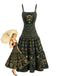 Green 1950s Print Spaghetti Strap Dress