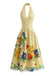 Yellow 1950s Print Halter Backless Dress 2