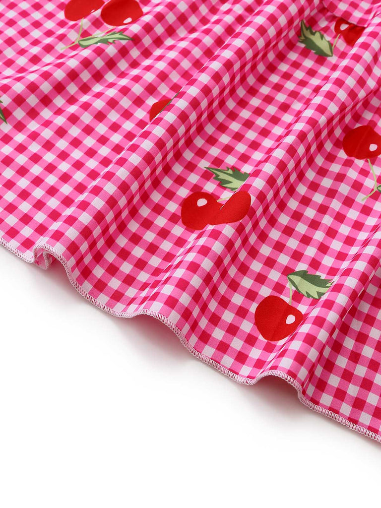 Peach Pink 1930s Plaid Bow Top 7