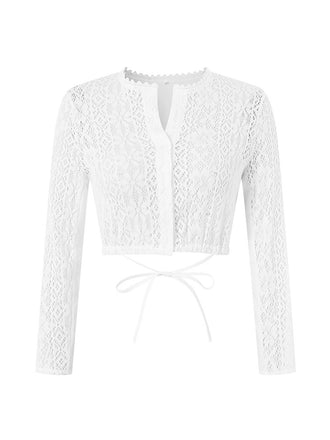 White 1950s V Neck Blouse
