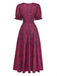 Wine Red 1940s Vintage Retro Dress 2