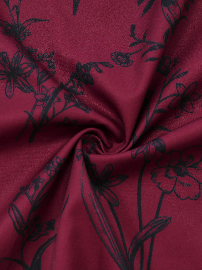 Wine Red 1940s Vintage Retro Dress 6