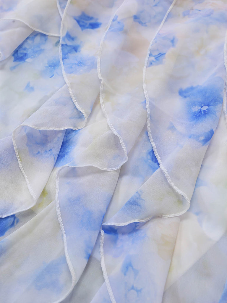 Blue 1930s Floral Vintage Classic Dress 5