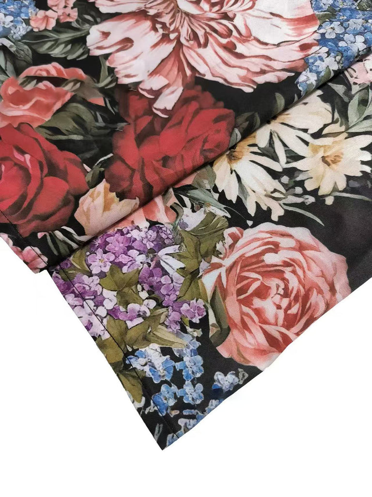 [Plus Size] Elegant Multicolor 1960s Vintage Floral Dress 4