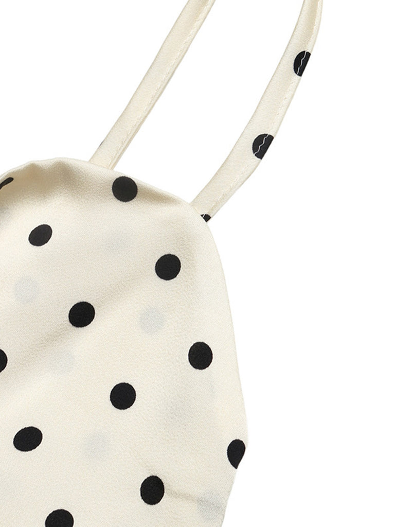 Beige 1940s Polka Dot Vintage Dress 6