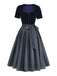 2PCS Blue 1950s Square Neck Velvet Dress & Polka Dot Apron, vintage dress, retro fashion, rockabilly, pin-up fashion - vintage inspired fashion