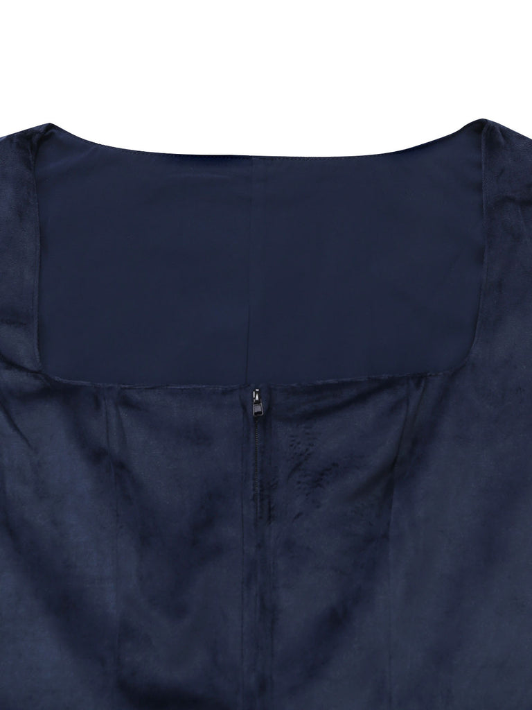 Dark Blue 1950s Vintage Dress 3