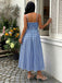 Blue 1950s Vintage Plaid Spaghetti Strap Dress 6