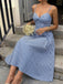 Blue 1950s Vintage Plaid Spaghetti Strap Dress 8