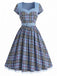 [Pre-Sale] 1940s Plaid Belted Patchwork Dress 3