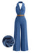 [Pre-Sale] Dark Blue 1970s Denim Belted Jumpsuit