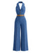 [Pre-Sale] Dark Blue 1970s Denim Belted Jumpsuit 2