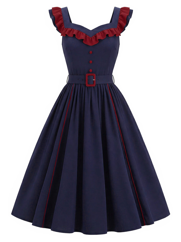 [Pre-Sale] Dark Blue 1980s Patchwork Vintage Dress 3