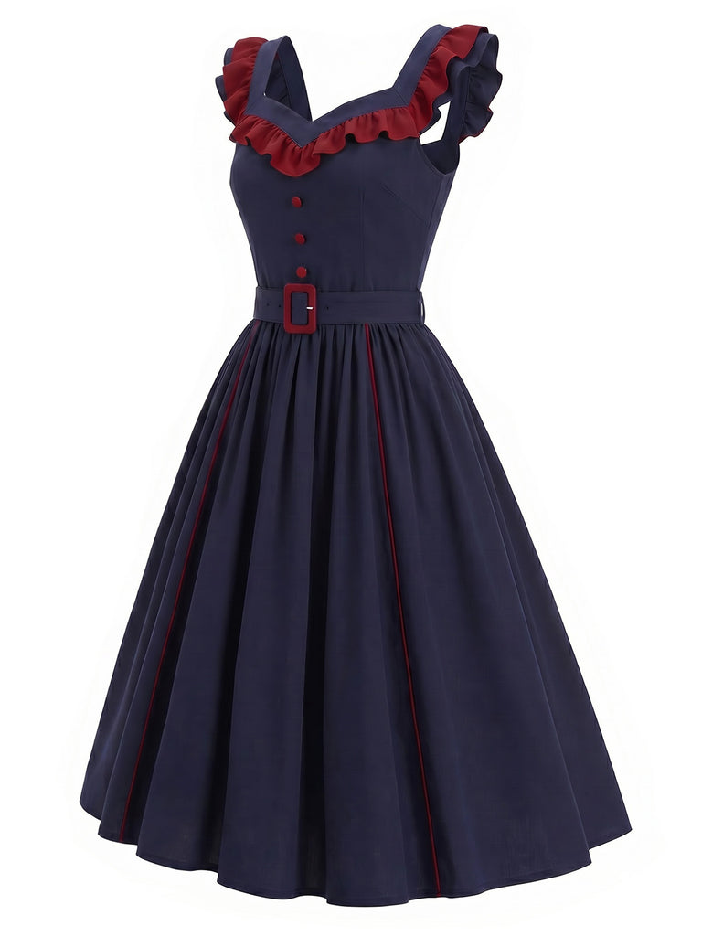 [Pre-Sale] Dark Blue 1980s Patchwork Vintage Dress 4