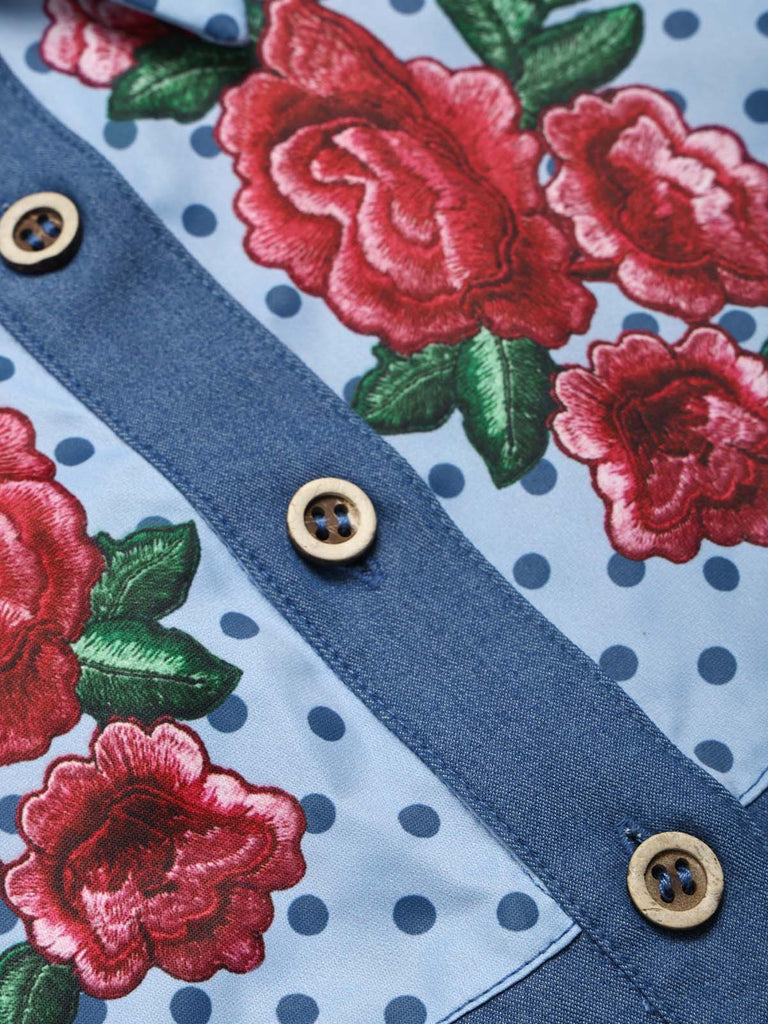 [Pre-Sale] Dark Blue 1960s Floral Denim Dress 9