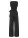 [Pre-Sale] Black 1930s Knit Pinstripe Asymmetric Top & Wide Leg Pants