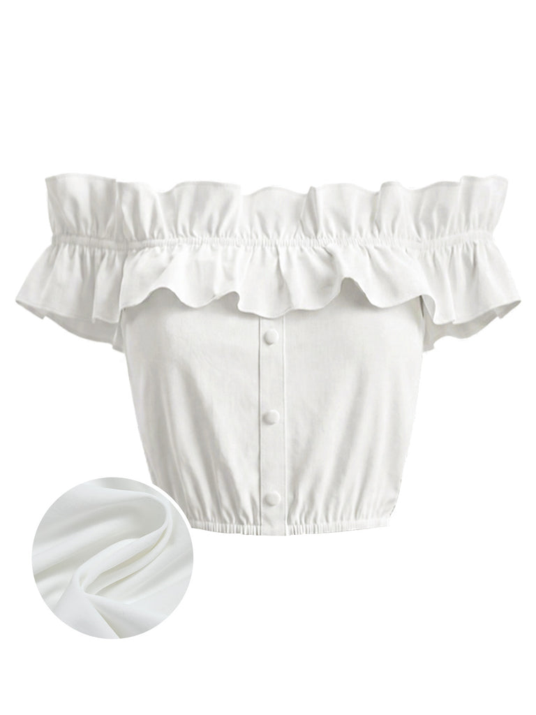 [Pre-Sale] White 1950s Ruffle Blouse