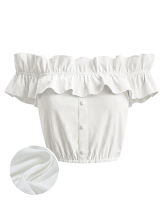 [Pre-Sale] White 1950s Ruffle Blouse