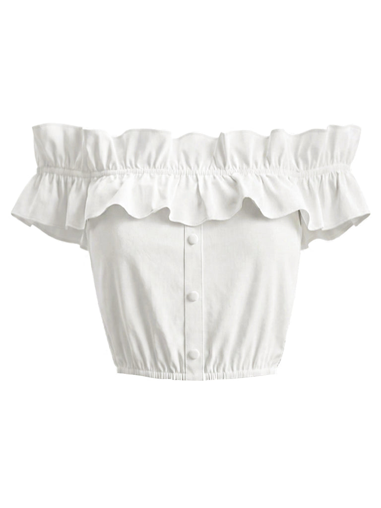 [Pre-Sale] White 1950s Ruffle Blouse 2