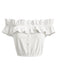[Pre-Sale] 2PCS 1950s Button Off-Shoulder Ruffle Crop Top & Shorts