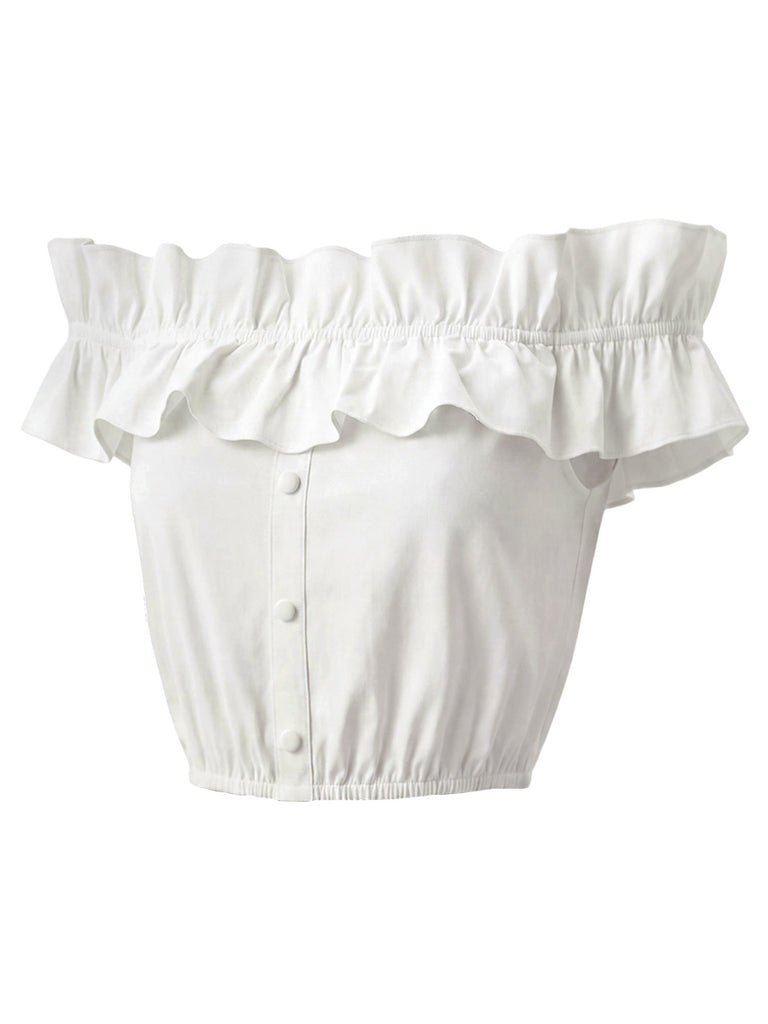 [Pre-Sale] White 1950s Ruffle Blouse 3