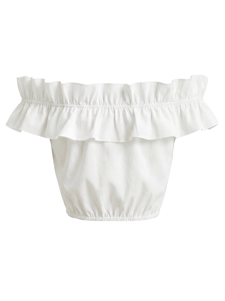 [Pre-Sale] White 1950s Ruffle Blouse 4