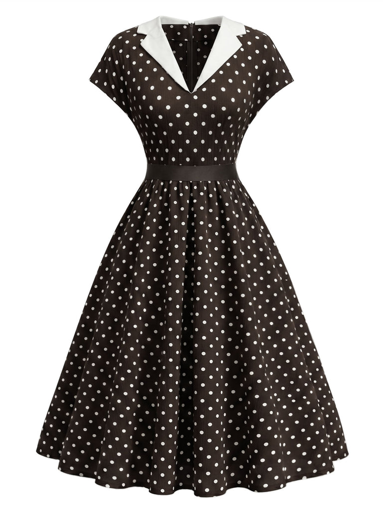 [Pre-Sale] Brown 1930s Polka Dot Dress 3