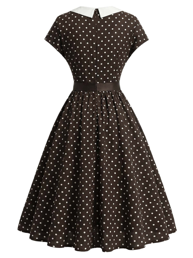 [Pre-Sale] Brown 1930s Polka Dot Dress 5