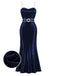 [Pre-Sale] Dark Blue 1920s Belted Satin Dress