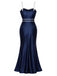 [Pre-Sale] Dark Blue 1920s Belted Satin Dress 4