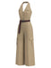 [Pre-Sale] Light Coffee 1940s V Neck Jumpsuit 4
