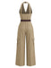 [Pre-Sale] Light Coffee 1940s V Neck Jumpsuit 5