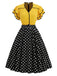 [Pre-Sale] Yellow Black 1960s Polka Dot Ruffle Patchwork Dress 2