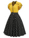 [Pre-Sale] Yellow Black 1960s Polka Dot Ruffle Patchwork Dress 3