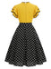 [Pre-Sale] Yellow Black 1960s Polka Dot Ruffle Patchwork Dress 4