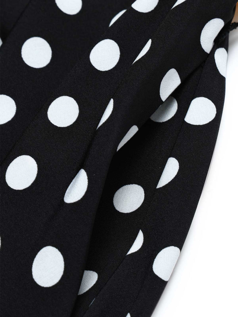 [Pre-Sale] Yellow Black 1960s Polka Dot Ruffle Patchwork Dress 5